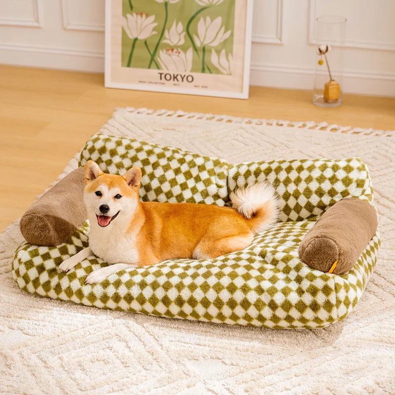 Beroligende plys-sofa til hunde