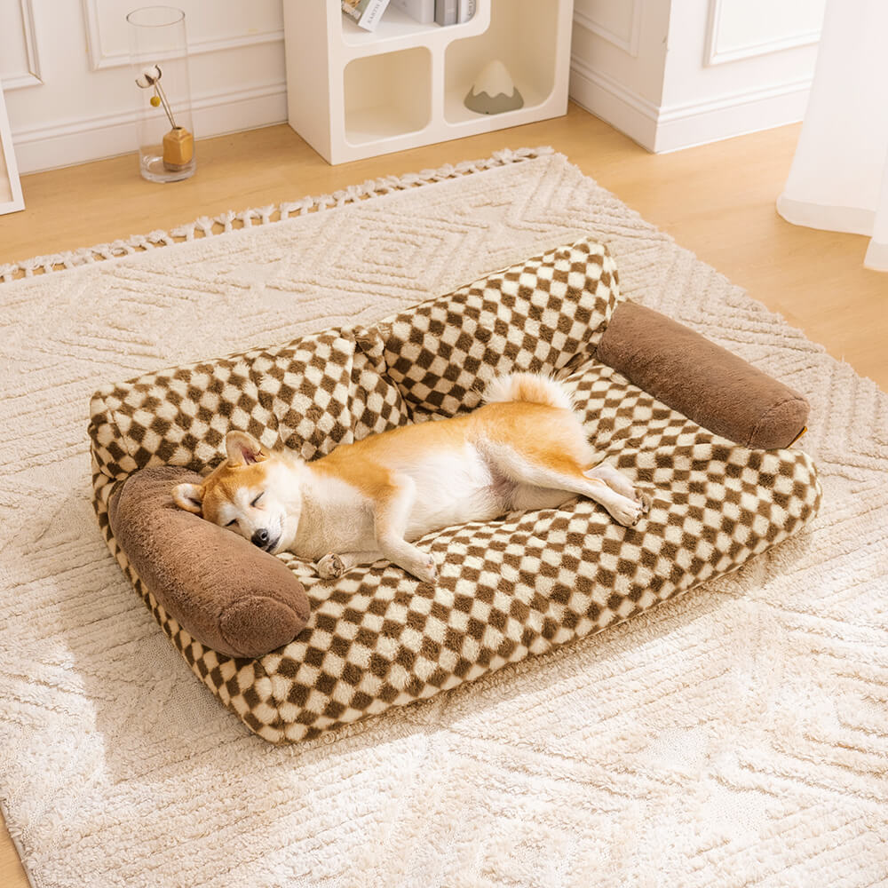 Beroligende plys-sofa til hunde